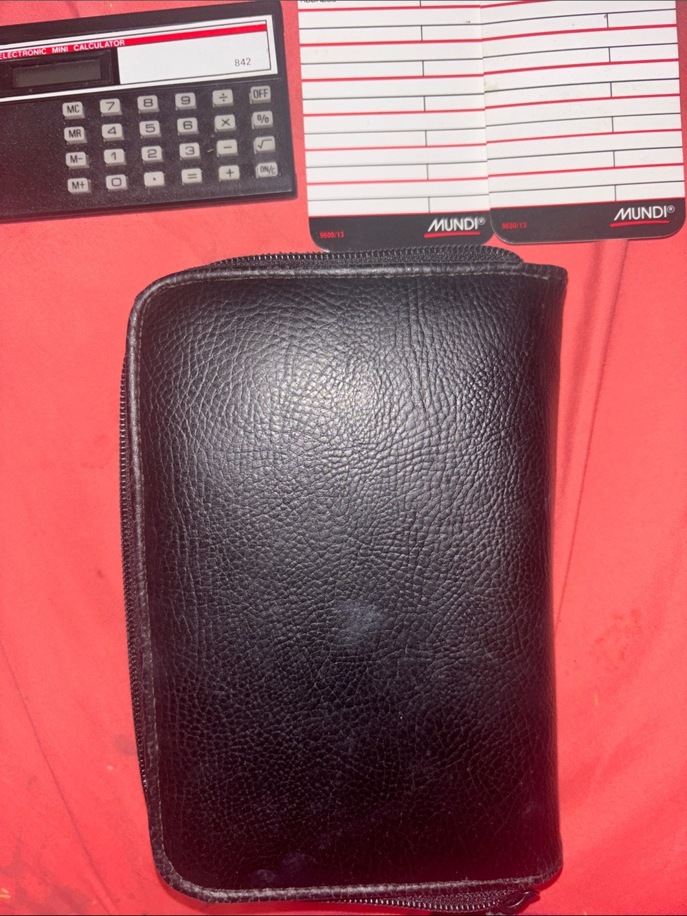 MUNDI Black Leather Organizer Wallet with Brown Snap Strap - Picture 4 of 4